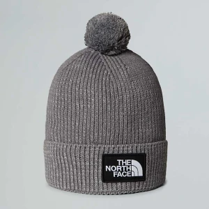 The North Face Czapka Beanie Z Pomponem I Prostokątnym Logo Tnf Tnf Medium Grey Heather Rozmiar Rozmiar uniwersalny male