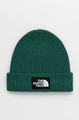 The North Face czapka TNF Logo Box Cuffed Beanie kolor zielony z cienkiej dzianiny NF0A3FJXNL11