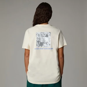 The North Face Damski Luźny T-shirt Nse Box White Dune-virtual Blue Trail Grid Print Rozmiar M female