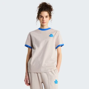 The North Face Damski Luźny T-shirt Z Grafiką Explore Fonts Timeless Taupe Rozmiar S female