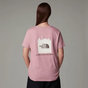 The North Face Damski T-shirt France Redbox Mauve -white Dune - Smokey Brown Rozmiar L female