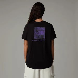 The North Face Damski T-shirt O Luźnym Kroju Z Grafiką Redbox Tnf Black-peak Purple 3d Summit Mesh Print Rozmiar XS female