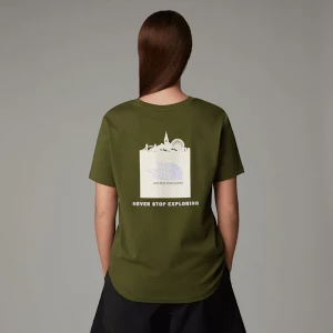 The North Face Damski T-shirt Uk Redbox Terrarium Green - White Dune -beetroot Rozmiar L female