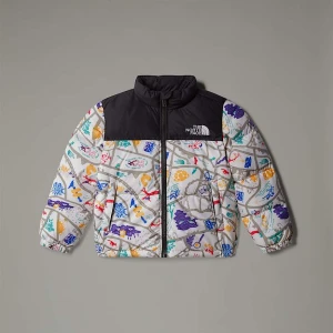 The North Face Dziecięca Kurtka 1996 Retro Nuptse White Dune Woodcut Trail Map Print Rozmiar 3 lat unisex