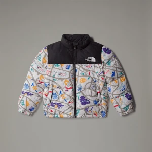 The North Face Dziecięca Kurtka 1996 Retro Nuptse White Dune Woodcut Trail Map Print Rozmiar 5 lat unisex