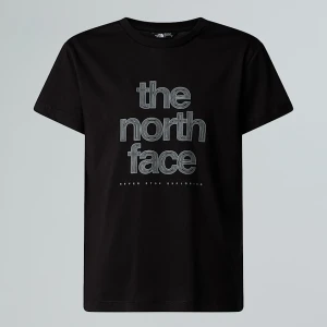The North Face Dziewczęcy Luźny T-shirt Z Odblaskowym Logo Tnf Black Rozmiar XXL female