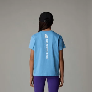 The North Face Dziewczęcy Luźny T-shirt Z Pionową Grafiką Cornflower Rozmiar L female