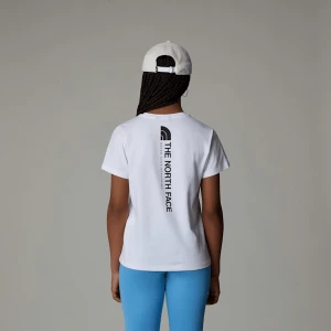 The North Face Dziewczęcy Luźny T-shirt Z Pionową Grafiką Tnf White Rozmiar M female