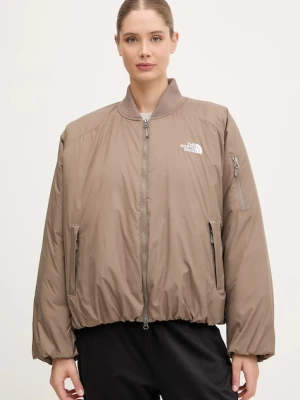 The North Face kurtka bomber Choqa kolor brązowy zimowa oversize NF0A8F1WBOW1