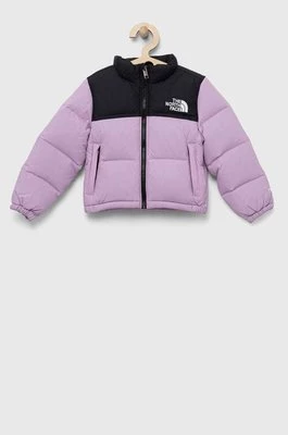 The North Face kurtka puchowa dziecięca kolor fioletowy
