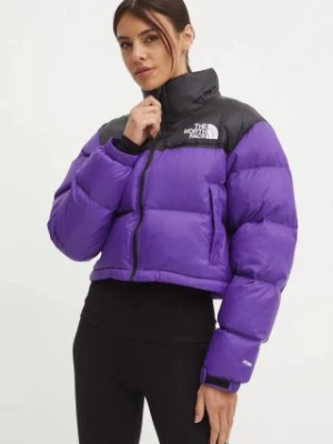 The North Face kurtka puchowa Nuptse Short Jacket damska kolor fioletowy zimowa oversize NF0A5GGES961