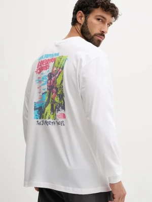 The North Face longsleeve bawełniany Expedition Celebration kolor biały z nadrukiem NF0A8E3DFN41
