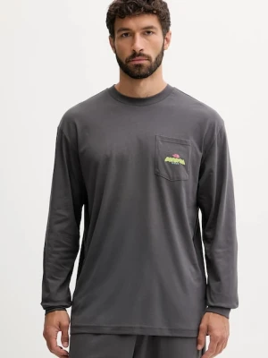 The North Face longsleeve bawełniany Expedition Celebration kolor szary z nadrukiem NF0A8E3DRHI1