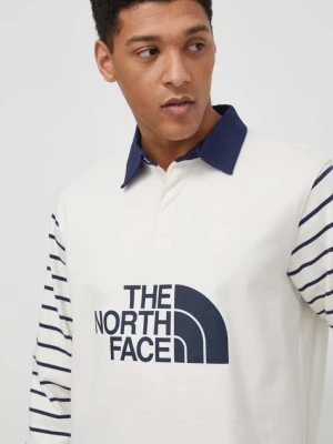 The North Face longsleeve bawełniany kolor beżowy z nadrukiem NF0A8704SVO1