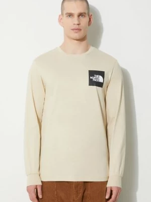 The North Face longsleeve bawełniany M L/S Fine Tee kolor beżowy z nadrukiem NF0A87NC3X41