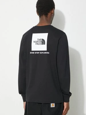 The North Face longsleeve bawełniany M L/S Redbox Tee kolor czarny z nadrukiem NF0A87NNJK31