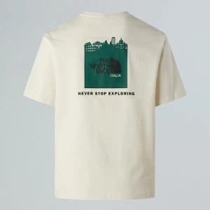 The North Face Luźny T-shirt Unisex Nse Italy White Dune-evergreen Rozmiar S male