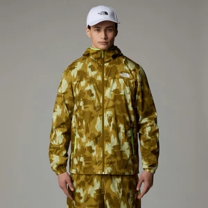 The North Face Męska Kurtka Wiatroodporna Z Kapturem I Nadrukiem Mountain Athletics Amber Green Painted Mountains Print Rozmiar S male