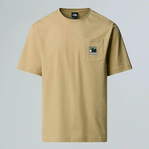 The North Face Męski Luźny T-shirt Z Kieszenią I Logo Mountain Khaki Stone Rozmiar M male