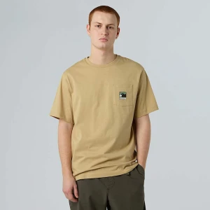 The North Face Męski Luźny T-shirt Z Kieszenią I Logo Mountain Khaki Stone Rozmiar S male