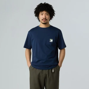 The North Face Męski Luźny T-shirt Z Kieszenią I Logo Mountain Summit Navy Rozmiar XXL male