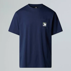 The North Face Męski Luźny T-shirt Z Kieszenią I Logo Mountain Summit Navy Rozmiar XXL male