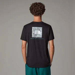 The North Face Męski T-shirt Nse Box Tnf Black-deep Nori Trail Grid Print Rozmiar L male