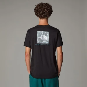 The North Face Męski T-shirt Nse Box Tnf Black-deep Nori Trail Grid Print Rozmiar M male