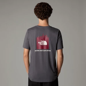 The North Face Męski T-shirt Uk Redbox Anthracite Grey - Beetroot - High Rise Grey Rozmiar S male