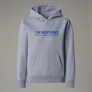 Zdjęcie produktu The North Face Młodzieżowa Luźna Bluza Z Kapturem I Grafiką Varsity Tnf Light Grey Heather Rozmiar M male