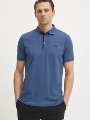 The North Face polo bawełniane Premium Slim kolor niebieski gładki NF0A8C1NHDC1