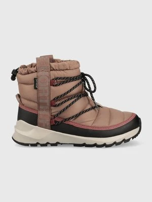 The North Face śniegowce WOMEN S THERMOBALL LACE UP WP kolor brązowy