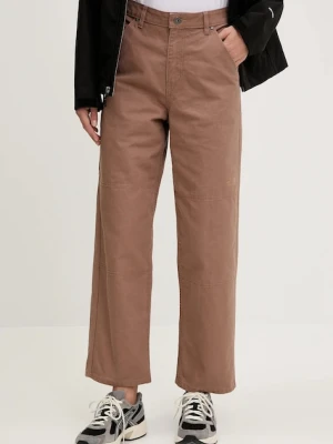 The North Face spodnie bawełniane Cedar Canvas Work damskie kolor brązowy proste high waist NF0A8B9D6IH1