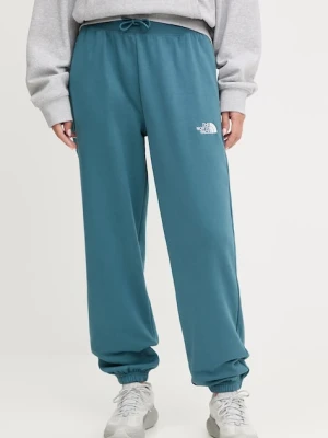 The North Face spodnie dresowe Essential Relaxed damskie kolor turkusowy gładkie NF0A8C1GBQ51