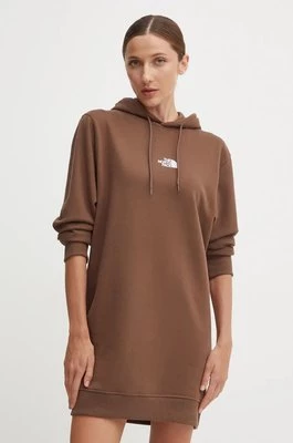 The North Face sukienka bawełniana Zumu Hooded Dress kolor brązowy mini oversize NF0A89F81OI1