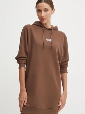 The North Face sukienka bawełniana Zumu Hooded Dress kolor brązowy mini oversize NF0A89F81OI1