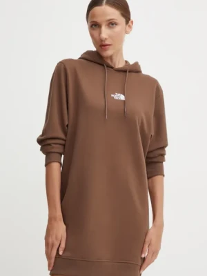 The North Face sukienka bawełniana Zumu Hooded Dress kolor brązowy mini oversize NF0A89F81OI1