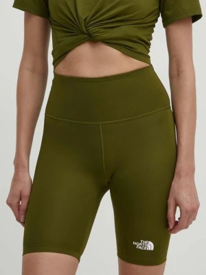 The North Face szorty sportowe damskie kolor zielony gładkie high waist NF0A87JUPIB1