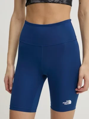 The North Face szorty sportowe Flex damskie kolor granatowy gładkie high waist NF0A8BRVD1R1