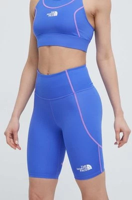 The North Face szorty sportowe Hakuun damskie kolor niebieski z nadrukiem high waist