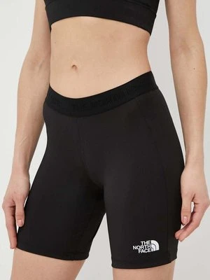 The North Face szorty sportowe Mountain Athletics damskie kolor czarny z nadrukiem high waist