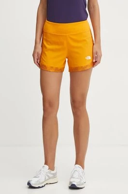 The North Face szorty sportowe Sunriser damskie kolor pomarańczowy wzorzyste high waist NF0A88SE7OA1