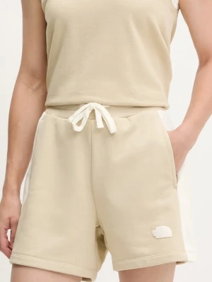 The North Face szorty Terry Relaxed damskie kolor beżowy gładkie high waist NF0A8C273X41