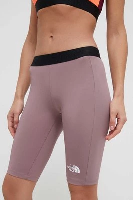 The North Face szorty treningowe kolor różowy gładkie medium waist