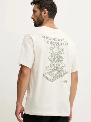 The North Face t-shirt bawełniany Connect Relaxed męski kolor beżowy z nadrukiem NF0A8E3YQLI1