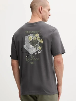 The North Face t-shirt bawełniany Connected Relaxed męski kolor szary z nadrukiem NF0A8EGWRHI1