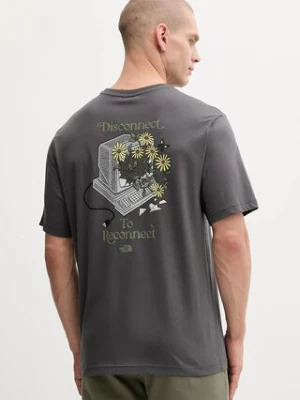 The North Face t-shirt bawełniany Connected Relaxed męski kolor szary z nadrukiem NF0A8EGWRHI1