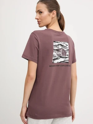 The North Face t-shirt bawełniany damski kolor bordowy NF0A8E3JES91
