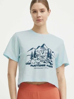 The North Face t-shirt bawełniany damski kolor niebieski NF0A87E0O0R1