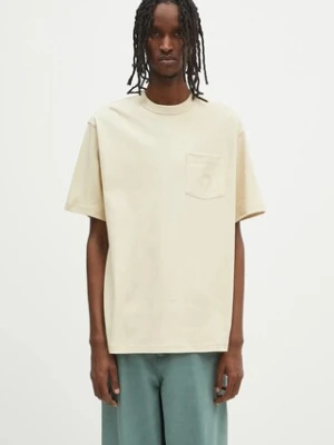 The North Face t-shirt bawełniany Dome Relaxed Pocket męski kolor beżowy gładki NF0A8C3P3X41